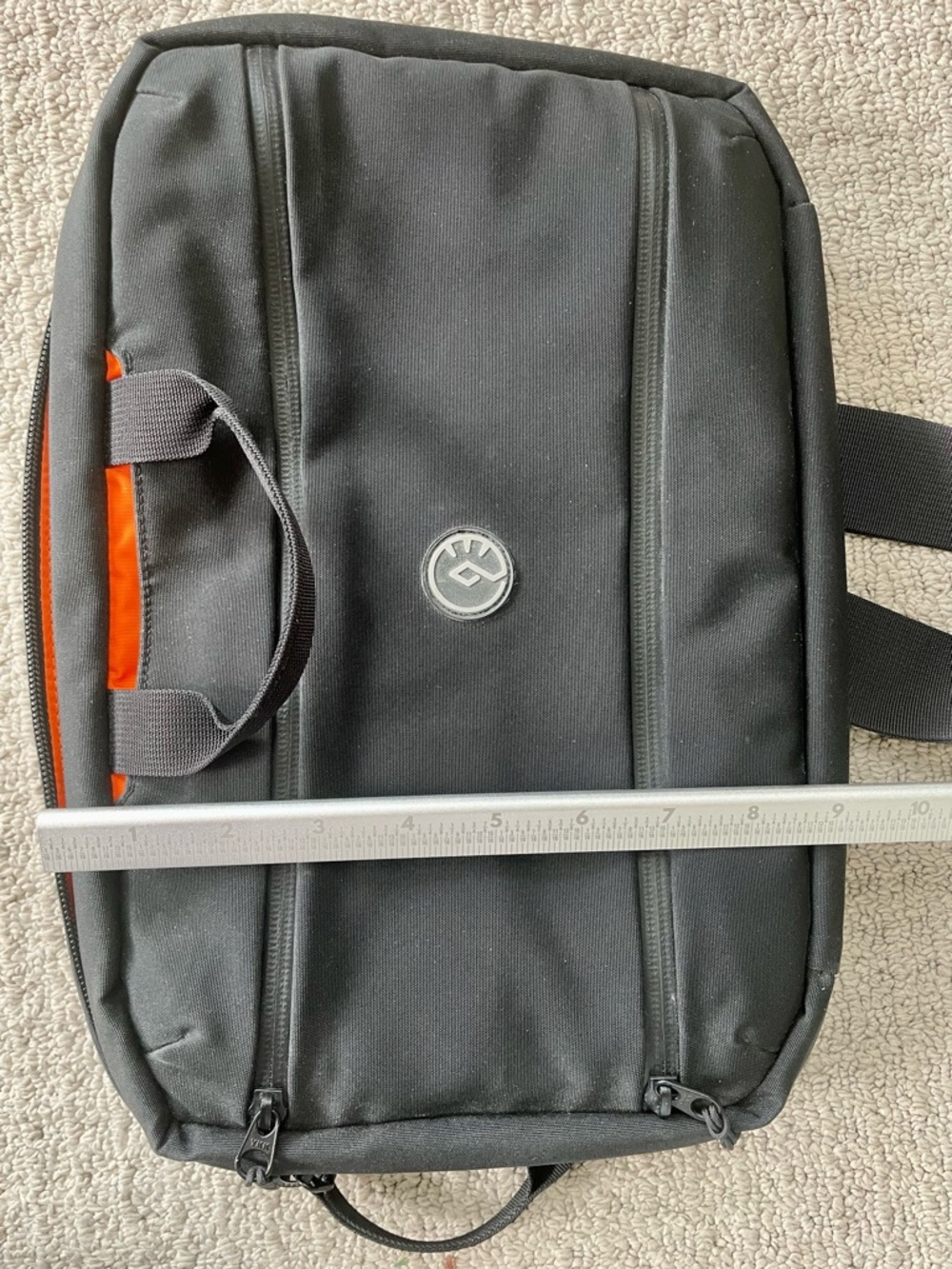 Men's Black Laptop Backpack with Orange Trim